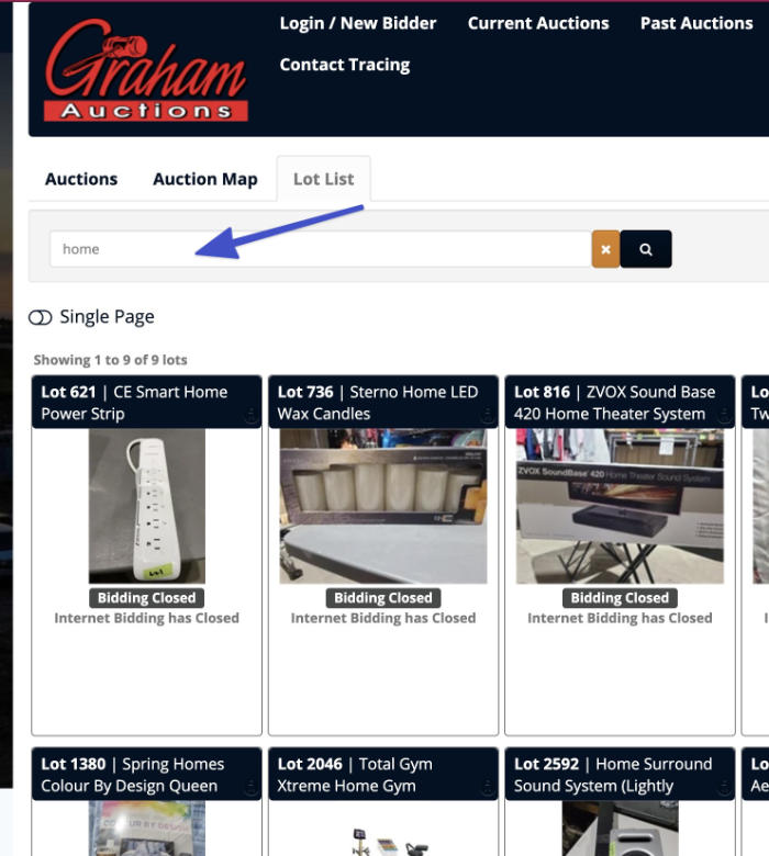 How to use the online auction search